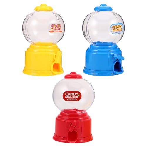 Homoyoyo Mini Distributore di Caramelle da Tavolo 3 Pezzi in Plastica Colorata (rosso, Blu, Giallo) Meccanismo a Rotazione, Scatola Snack Compatta per Feste e Bomboniere, Adatto