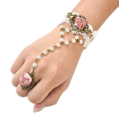 MILAKOO Women Choker and Bracelet Ring Set Lace Necklace Gothic Vintage Charm Pendant Beads Jewelry3