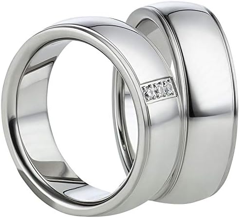 Jewellery Depot Wedding Rings Partner Rings Engagement Rings Stainless Steel with Zirconia + Engraving Proposal Rings Wedding Rings