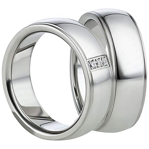 Jewellery Depot Wedding Rings Partner Rings Engagement Rings Stainless Steel with Zirconia + Engraving Proposal Rings Wedding Rings