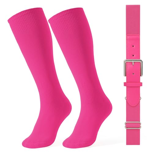 LEACOOLKEY Conjunto de meias de beisebol e cinto para adultos jovens softball, conjunto de cinto aju
