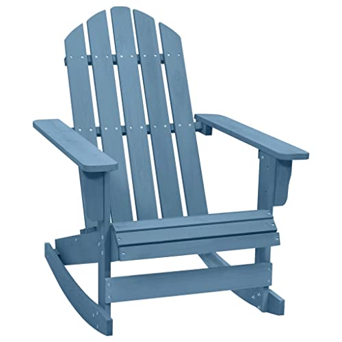 Vidaxl Adirondack Rocking Chair, Solid Wood Lounge Patio Chair For Garden, Lawn Chair For Outdoor Porch Backyard, Modern Style, Solid Wood Fir Blue #TOP8