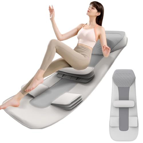 Tappetino massaggiante per tutto il corpo, portatile e pieghevole, riscaldato, con airbag estensibile, 3 modalità e 3 livelli di forza, in pelle PU per schiena, lombare e gambe