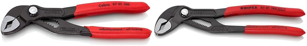 KNIPEX Tools - Cobra Water Pump Pliers (8701150), 6-Inch,Red & 8701180 87 01 180 7-1/4-Inch Cobra Pliers