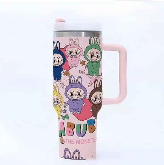 Monster 40oz Stainless Steel Tumbler with Lid and Straw, Pink