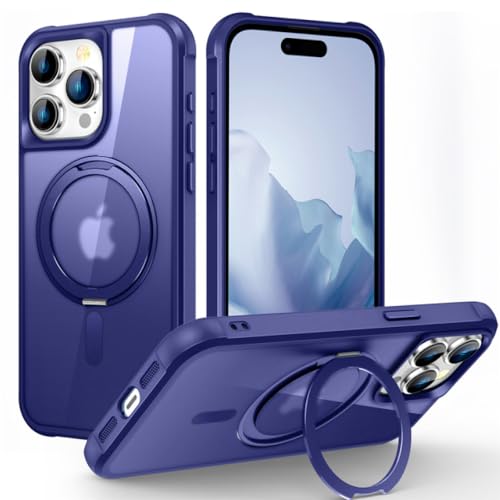 Support magnétique rotatif 360 pour coque iPhone 13 antichoc bleu marine avec anneau