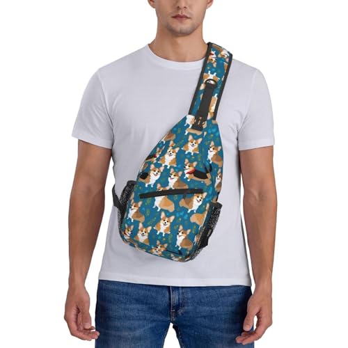 Mochila bandolera con estampado de corgi para senderismo miniatura 7