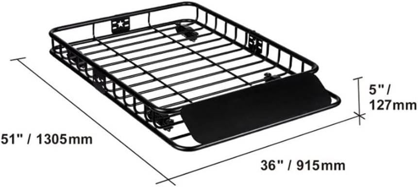 Roof Rack Cargo Basket 46"x36"x4.5" / 51"x36"x5" Rooftop Cargo Carrier Heavy-Duty 200 LBS Capacity for SUV Truck Vehicle(51 inches)