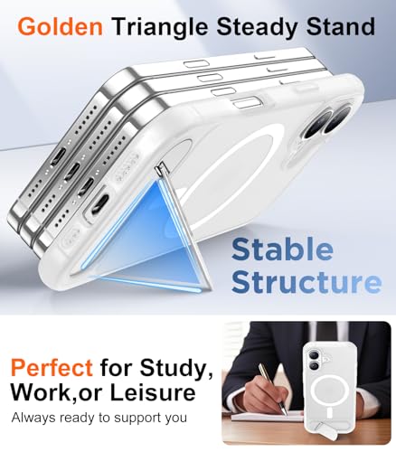 Image of Designed for iPhone 17 Case, [Built-in Invisible Kickstand][Compatible with MagSafe][Military Grade Shockproof] Slim Translucent Matte Phone Case 6.3 inch (Clear Matte)