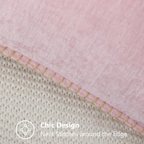 Image of decorUhome Fall Chenille Soft Cozy Throw Pillow Covers 24x24 Set of 2, Modern Farmhouse Boho Velvet Decorative Euro Sham Pillow Cases with Stitched Edge for Couch Sofa Bed Home Decor, Blush Pink