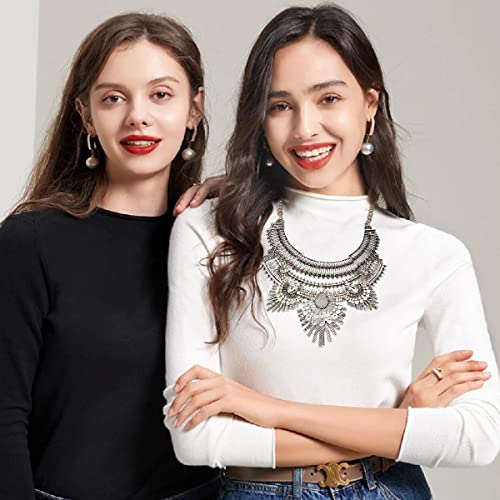 Nabroj Silver Necklace For Women - Chunky Rhinestone Bib Statement Necklace Boho Tribal Jewelry Gift For Women - Costume Jewelry For Women-Hl35 Silver #TOP7