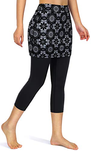 image for Kimmery Tennis Skirts for Women, Breathable Elastic Waist Capri Leggin