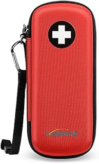 MEDMAX Epipen Medical Carrying Case, Hard Shell EVA Shock Absorption Travel Medication Organizer Bag Emergency Medical Pouch Holds 2 EpiPens, Asthma Inhaler, Auvi-Q, Allergy Medicine Essentials, (Red)