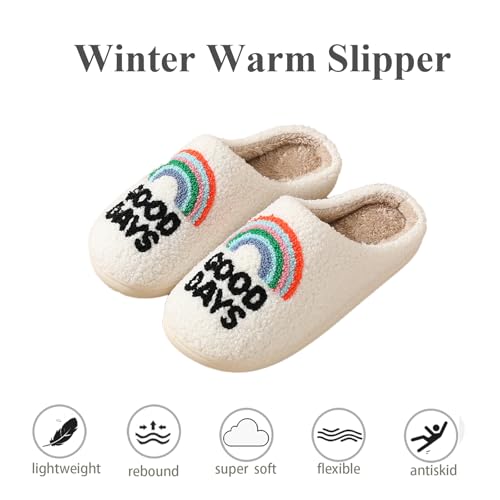 Women's Men's Retro Slippers Comfy Warm Plush Slip-On House Slipper for Winter Indoor Soft Cushion Non-slip Fluffy Slides Shoes2
