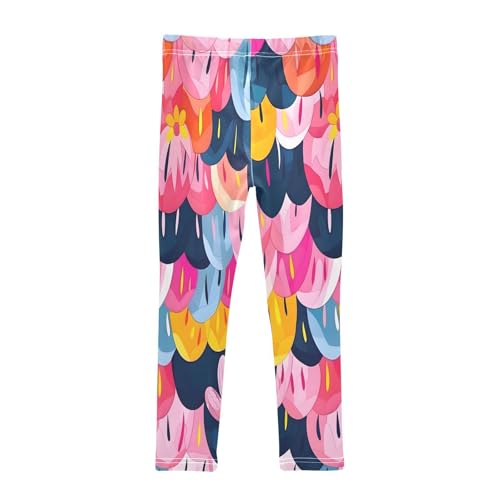 Bolaz Toddler Girls Leggings Printed Yoga Pants Leggings Pink Fish Scales Flowers for Kids2