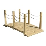 Relaxdays Garten Brücke, Pfosten mit Ketten, Tannenholz, für Gartenteich, HxBxT: 55 x 150 x 67 cm...