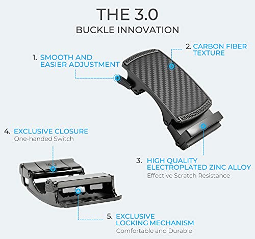 Image of Chaoren Leather Ratchet Belt 2 Pack Dress with Click Sliding Buckle 1 3 /8 inch in Gift Set Box - Adjustable Trim to Fit