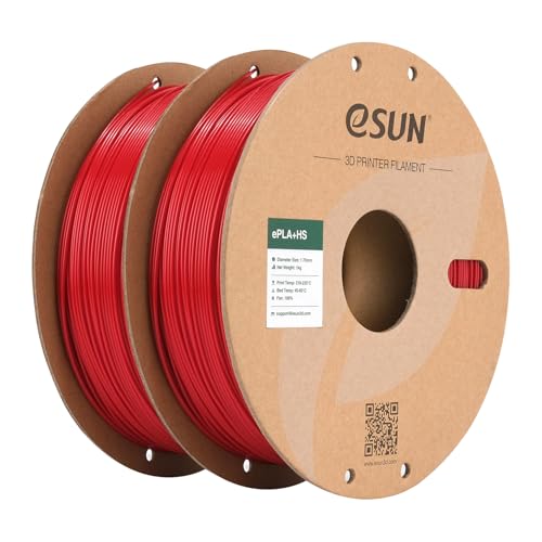 Image of eSUN High Speed PLA+ Filament 1.75mm, 3D Printer Filament Speedy PLA Plus for Fast Printing, 1KG per Spool, 2 Spools 3D Printing Filament, Fire Engine Red