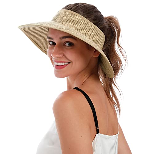 Simplicity Cotton Womens Visor And Straw Visors For Women Uv Protection Wide Brim Beach Sun Visor Hat #TOP3