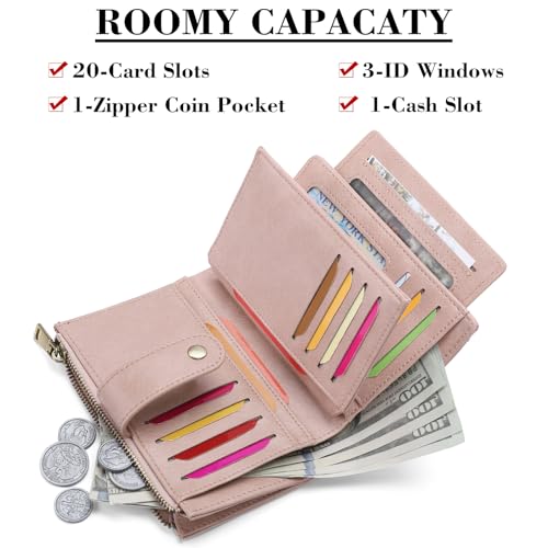 Image of SENDEFN Small Wallets for Women Leather Bifold Compact RFID Blocking with ID Window