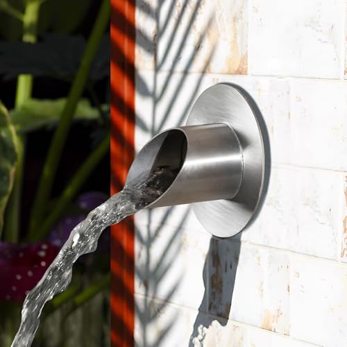 PONDO 3-Inch 316 Stainless Steel Round Water Fountain Spout – Outdoor Water Feature Scupper with Smooth Flow and Seamless Welded Construction for Pool, Pond, Water Wall (Brushed Stainless Steel)