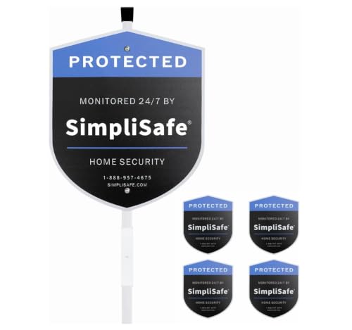 All Aluminum Yard Sign with Reinforced Metal Stake, 28" Heavy Duty Weatherproof Sign with 4 Window Stickers Compatible with Home Security System