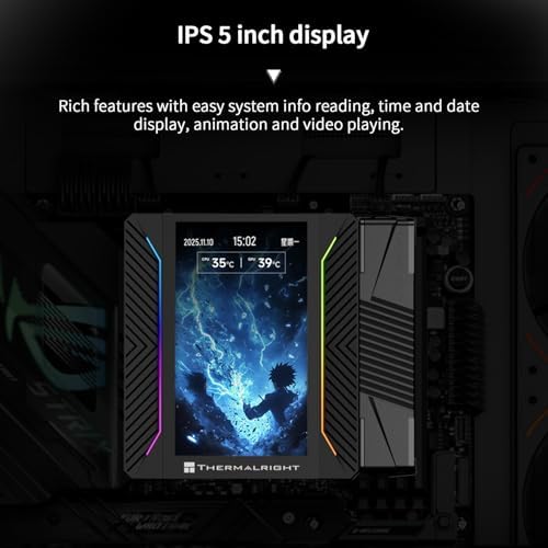 Thermalright Peerless Assassin 120 Vision MAX ARGB Black CPU Air Cooler, Twin Tower Radiator 2150RPM,480x854 Resolving Power IPS Screen with 5’’,Computer Cooler for Intel lga1851/1700/115x,AM4/AM5 - 2