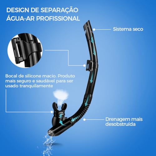 Kit de Mergulho Máscara E Snorkel Semi-Seco