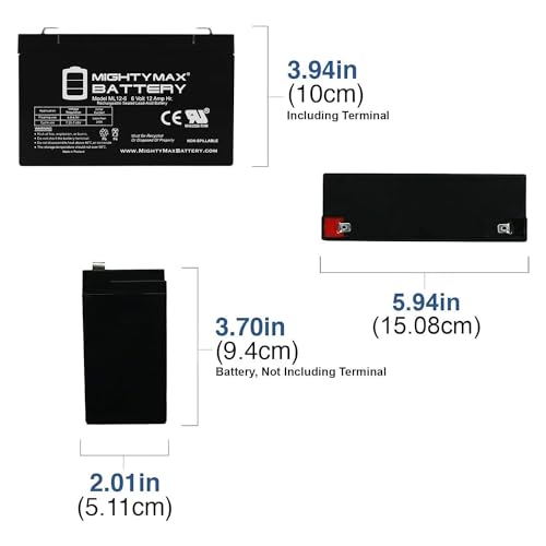 image for Mighty Max Battery ML12-6F2-6 Volt 12 AH, F2 Terminal, Rechargeable SL