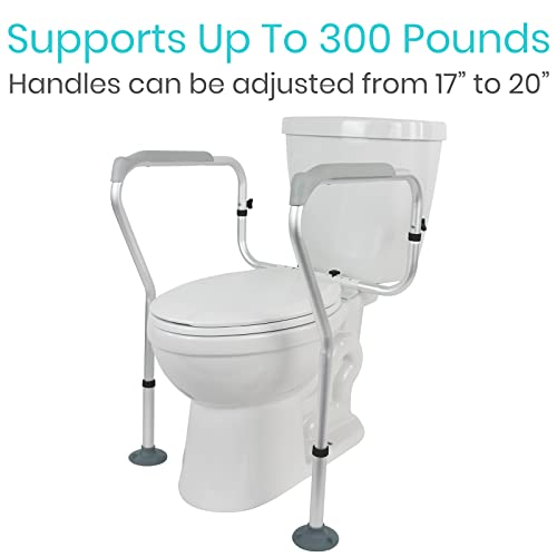 Vive Toilet Rail - Bathroom Safety Frame - Medical Railing Helper For Elderly, Handicap, Disabled, Seniors - Bariatric Assist Handrail Grab Bar - Adjustable Height, Padded Arms Fit Most Toilets #TOP5