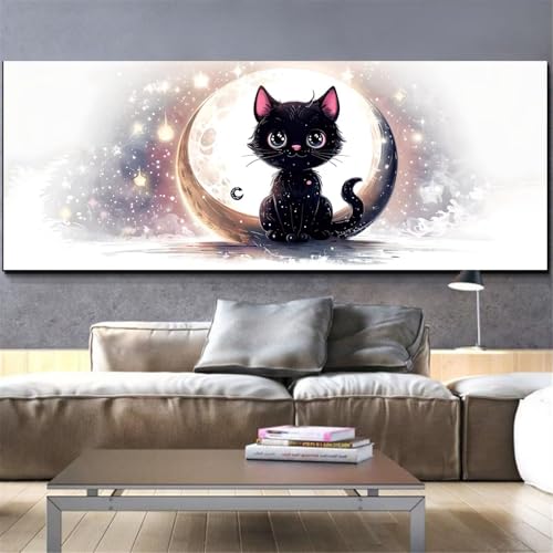 Cadeaux Loisirs Créatifs Adultes Diamond Painting Chat et Lune Broderie Diamant