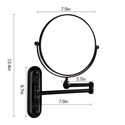 Gecious Wall Mounted Mirror Double Sided With 7X Magnification,Wall Mount Vanity Mirror Oil-Rubbed Bronze,Brass And 304 Stainless Steel #TOP3