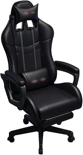 Miniatura 14 de Silla de juego con reposapiés de 90° a 145° en ángulo grande, silla de gamer, silla ergonómica de carreras con abrazo, carga de 330.7 libras (color