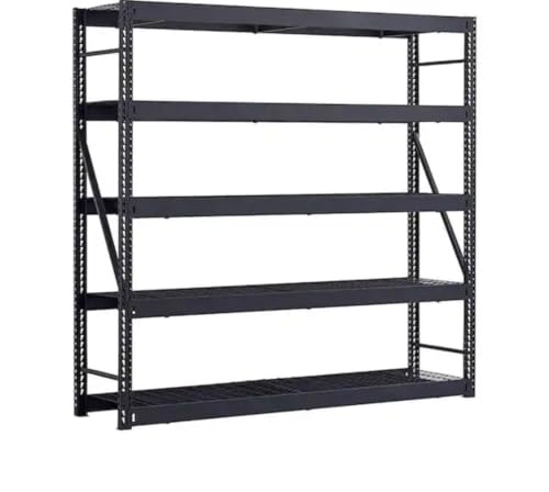Husky Heavy Duty Industrial Metal Storage Shelving Unit, Black, 72H x 48W x 24D Inches, 4 Adjustable Shelves, 1000 lbs Capacity, Powder Coated Steel (Black, 90 in W x 90 in H x 24 in D, 5)