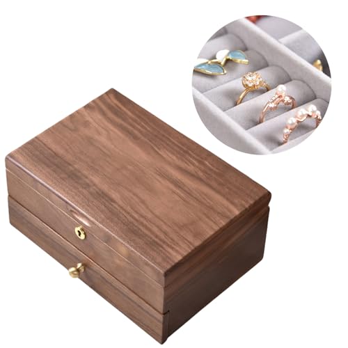 Étui à bijoux en bois pour coiffeuse boîte de rangement double couche de voyage