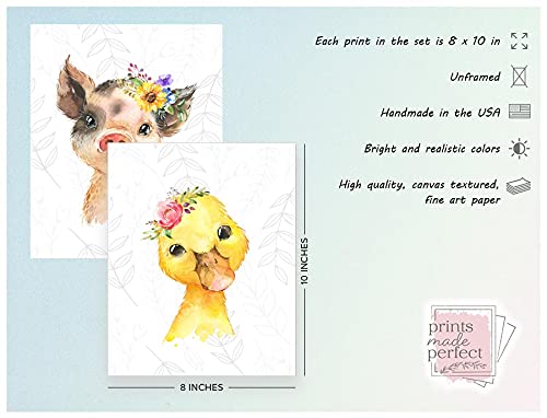 Baby Farm Animals Wall Art Prints - Nursery Decor - Set Of 6-8X10 - Unframed - Watercolor #TOP1