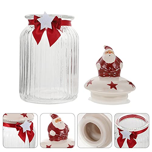 Kichvoe Glass Christmas Candy Can Red Airtight Jar for Cookie Sugar Storage Container with Lid Festive Candy Dish for Home Kitchen Decoration by Kichvoe - Image 9