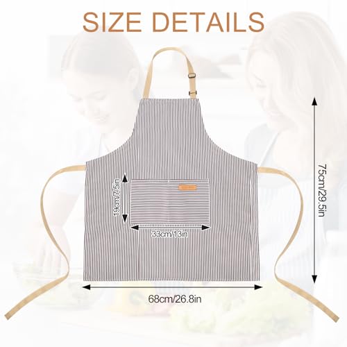 Image of VALOME 2 Pack Kitchen Aprons, Apron for Cooking with 2 Pockets, Unisex Adjustable Neck Strap Chef Aprons for Men Women