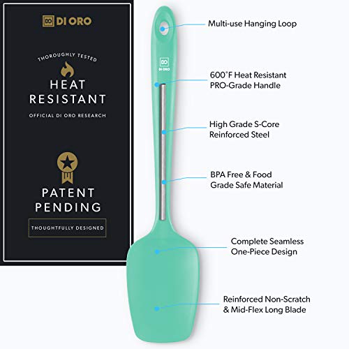 Di Oro Silicone Spoon Spatula - 600°F Heat-Resistant Large Silicone Spoonula Scraper - Bpa Free Nonstick Cookware Safe Rubber Kitchen Utensil For Baking, Cooking, & Mixing - Dishwasher Safe (Mint) #TOP1