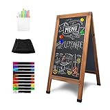 SELEAD Magnetic A-Frame Chalkboard Sign, 40' x 20' Rustic Sandwich Board Double Sided Sidewalk Easel Pizarra w/Chalk Markers & Cleaning Cloth for Business, Wedding