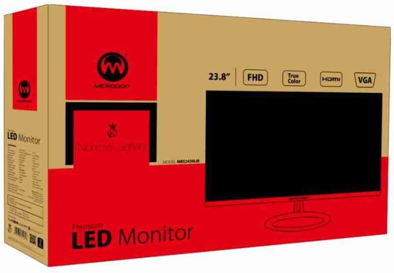 Back view of the Microdigit MRS2430LM monitor, showing the input ports and VESA mount points.
