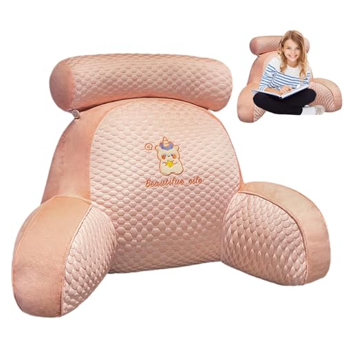 Weqizuerqi Cojín de lectura y descanso para cama, 2 en 1, cojín de lectura para cama, respaldo extraíble para sentarse en la cama, cojín de lectura de espuma de memoria con reposabrazos, para leer