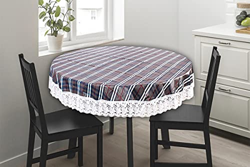 Image of The Furnishing Tree Round Shaped Center Table Cover WxL 48x48 inches with White Border lace