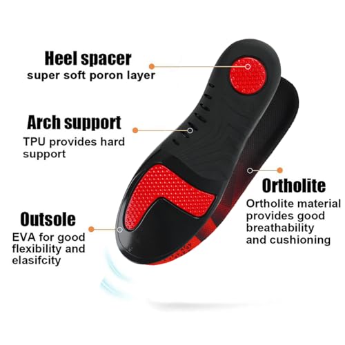 High Arch Support Orthotic Insoles for 220+ Men Women Plantar Fasciitis Insoles Work Boot Insoles for Standing All Day (Men6-7/Women8-9) - Thumbnail 2