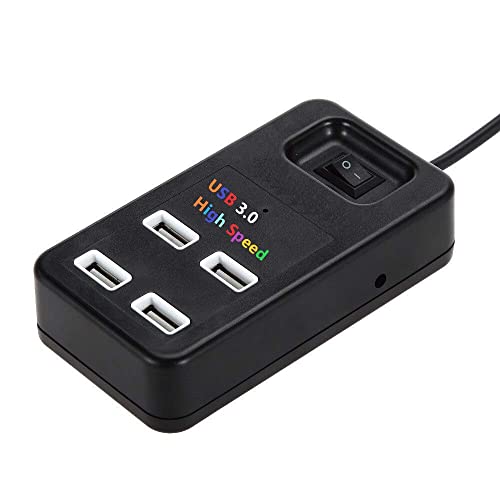 Image of Hi-Speed 4 Port USB Hub Adapter for Charging + High Speed Data Transfer + USB Extension Ports,1 TBPS Support for Windows, Mac OS & Linux, PC Desktop Laptop MacBook (Black /White)