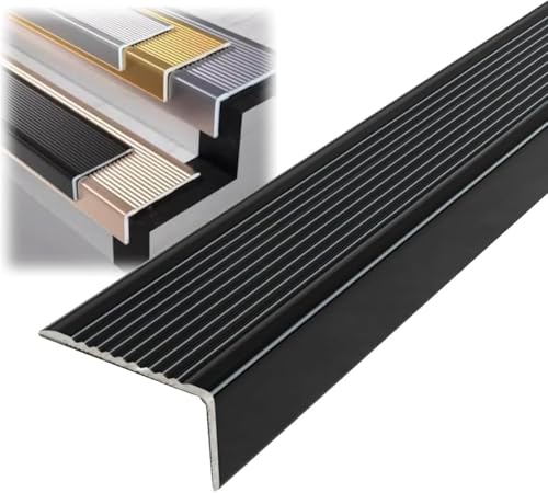 Nez de marche antidérapants aluminium L noir marche extérieure intérieure
