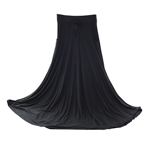 Ezcosplay Petite Modal Cotton Solid Long Elastic Waist Soft Maxi Skirt for Women Girls