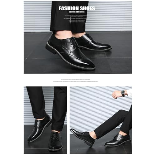 Mens Leather Oxfords Vintage Brogue Wingtip Fashion Lace Up Dress Shoes Business Casual Work Shoes4