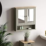 holzfaserdämmplatten online kaufen Mit 2 Spiegeln Bath Vida Hoch- & Midischränke fürs Bad, Mitteldichte Holzfaserplatte, Grau, Standard