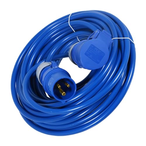 Image of SPARES2GO 16A Extension Lead 14m 240V 2.5mm Outdoor Caravan Motorhome Hook Up Heavy Duty Power Cable (Blue)